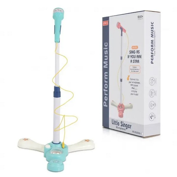 TEANTOYS Little Singer - Детски микрофон на стойка с регулируема височина, светлини и музикални функции