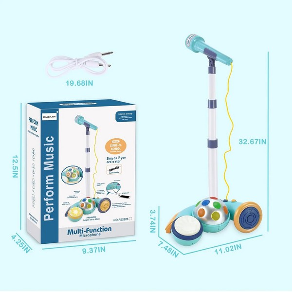 Продукт TEANTOYS - Детски музикален микрофон със стойка, светлини и барабани - сцена за малките изпълнители - 0 - BG Hlapeta