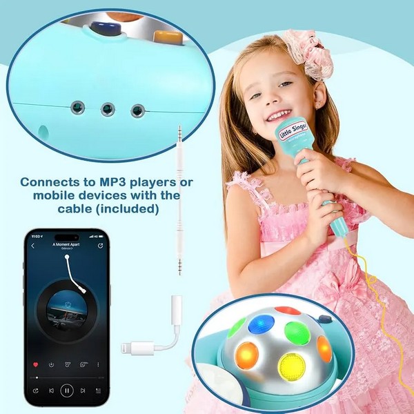 Продукт TEANTOYS - Детски музикален микрофон със стойка, светлини и барабани - сцена за малките изпълнители - 0 - BG Hlapeta