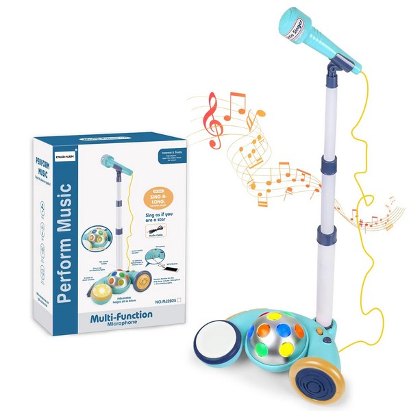 Продукт TEANTOYS - Детски музикален микрофон със стойка, светлини и барабани - сцена за малките изпълнители - 0 - BG Hlapeta