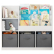 GINGER HOME - Етажерка с Рафтове за Играчки и Книги, 3 Текстилни Кутии, Дървен