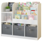 Продукт GINGER HOME Детски Органайзер, Етажерка с Рафтове за Играчки и Книги, 3 Текстилни Кутии, Дървен, Бял, 92x30x80 см. - 3 - BG Hlapeta