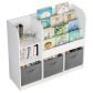 Продукт GINGER HOME Детски Органайзер, Етажерка с Рафтове за Играчки и Книги, 3 Текстилни Кутии, Дървен, Бял, 92x30x80 см. - 2 - BG Hlapeta