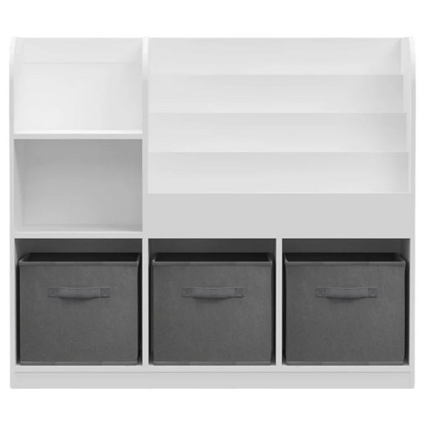 Продукт GINGER HOME Детски Органайзер, Етажерка с Рафтове за Играчки и Книги, 3 Текстилни Кутии, Дървен, Бял, 92x30x80 см. - 0 - BG Hlapeta