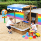Продукт GINGER HOME Детски Дървен Пясъчник с Регулируем Покрив и Аксесоари – Пясъчна Мелница, Писта за Колички, 103x114x110 см - 3 - BG Hlapeta
