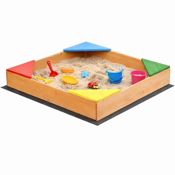Продукт GINGER HOME  - Детски дървен пясъчник с 4 седалки – 90x90 см, за двор и градина - 0 - BG Hlapeta
