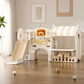 GUGA - Детски център за игра с пързалка, къща и баскетболен кош