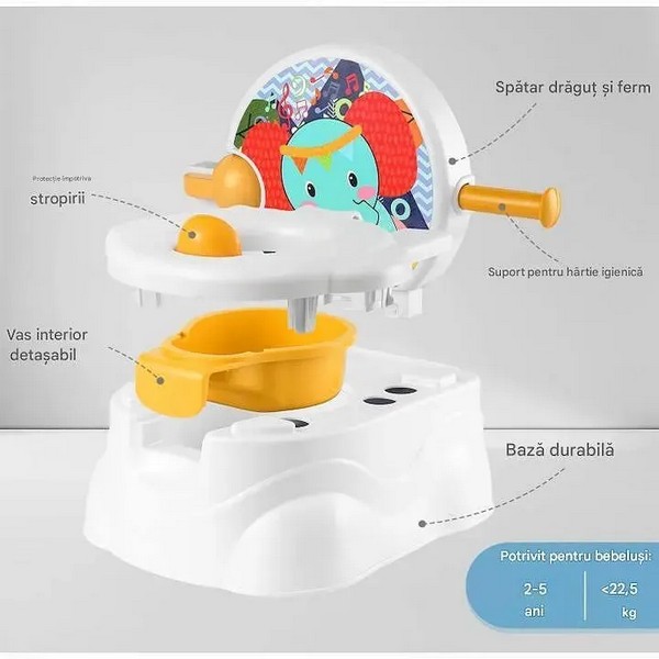Продукт TEANTOYS - Детско гърне с капак, музика и поставка за тоалетна хартия - 0 - BG Hlapeta