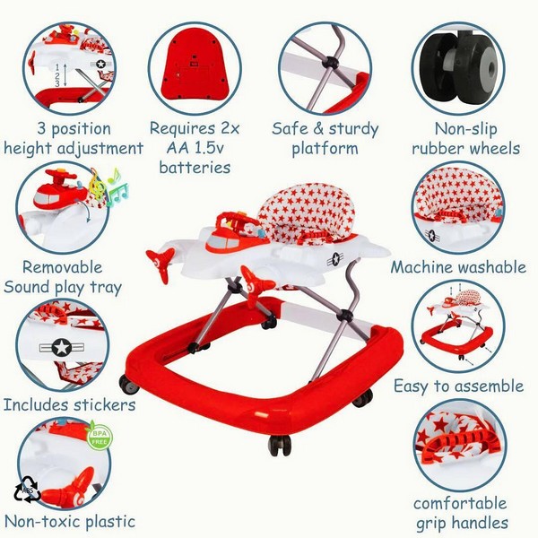 Продукт TEANTOYS Детско проходилка - самолет с музикална табла и регулируема височина - 0 - BG Hlapeta