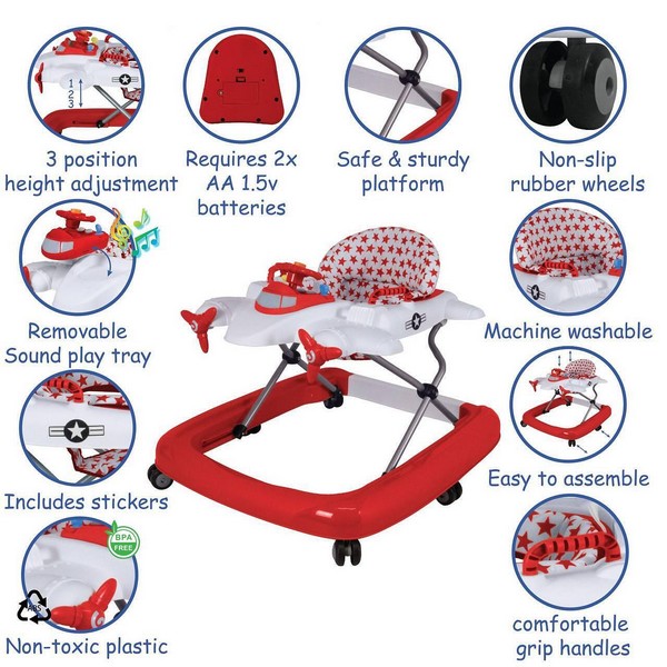 Продукт TEANTOYS Детско проходилка - самолет с музикална табла и регулируема височина - 0 - BG Hlapeta