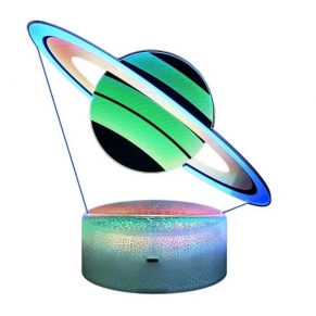 Robe Toy Сатурн - Ефектна нощна детска лампа, 3D LED, променящи се цветове, 20 см Robe Toy Сатурн - Ефектна нощна детска лампа, 3D LED, променящи се цветове, 20 см