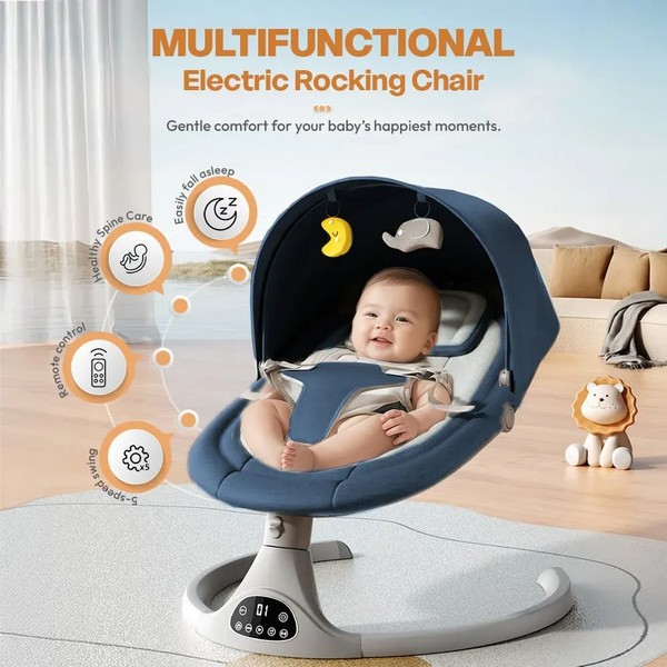 Продукт TEANTOYS - Електрическа бебешка люлка 5 скорости с Bluetooth и дистанционно управление - 0 - BG Hlapeta