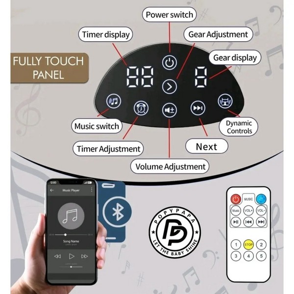 Продукт TEANTOYS - Електрическа бебешка люлка 5 скорости с Bluetooth и дистанционно управление - 0 - BG Hlapeta