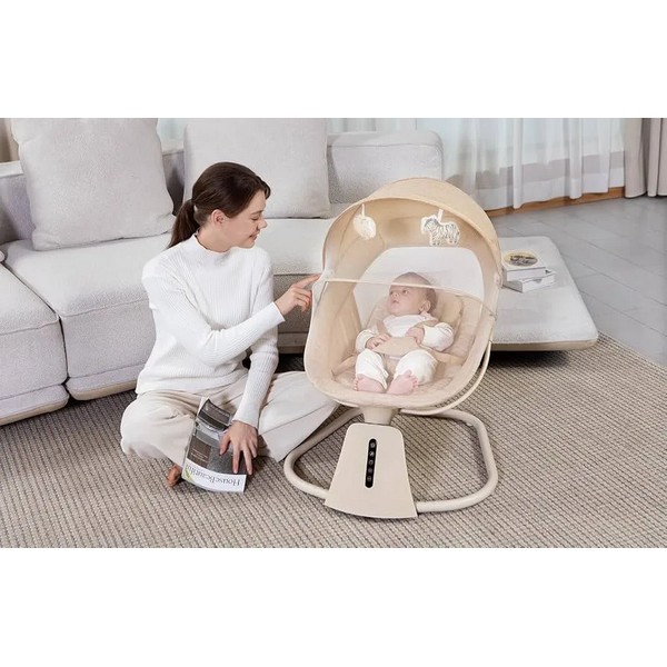 Продукт TEANTOYS - Електрическа бебешка люлка с автоматично люлеене, сенник и управление през телефон - 0 - BG Hlapeta