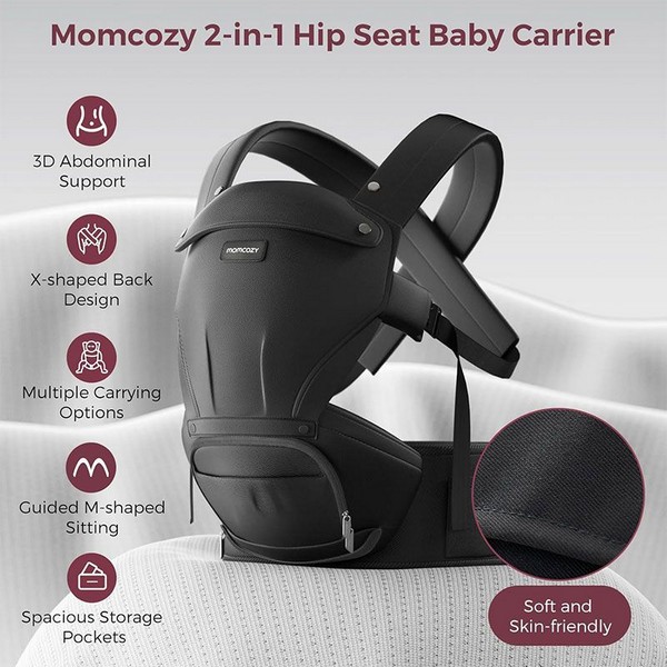 Продукт Momcozy Move2Fit - Ергономична раница 2 в 1, 0-36 месеца, Black - 0 - BG Hlapeta