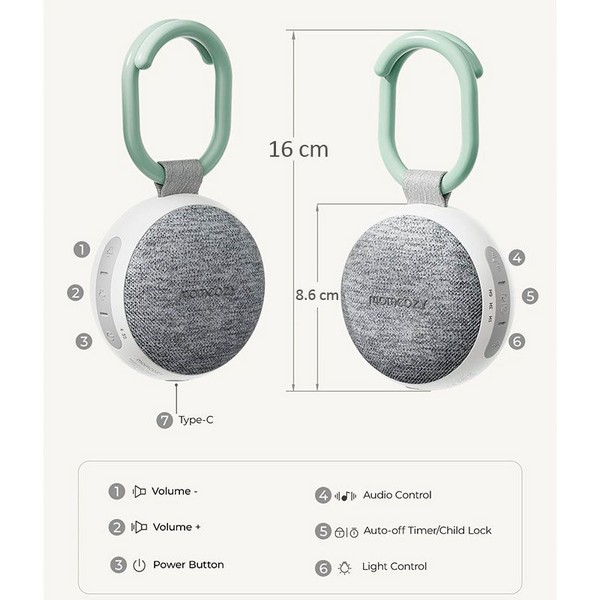 Продукт Momcozy - Преносима музикална кутия​ за количка, легло, столче и ергономична раница, със светлина и 20 звука - 0 - BG Hlapeta