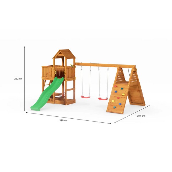 Продукт Fungoo FLUPPI DOUBLE - дървена детска площадка с пързалка и 2 люлки - 0 - BG Hlapeta