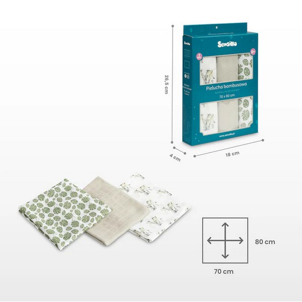 Продукт Sensillo - Бамбукови Пелени 3 броя, 70X80 - 0 - BG Hlapeta