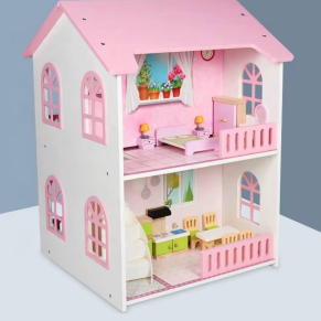 TEANTOYS - Голяма дървена къща за кукли 60 см височина + мебели TEANTOYS - Голяма дървена къща за кукли 60 см височина + мебели