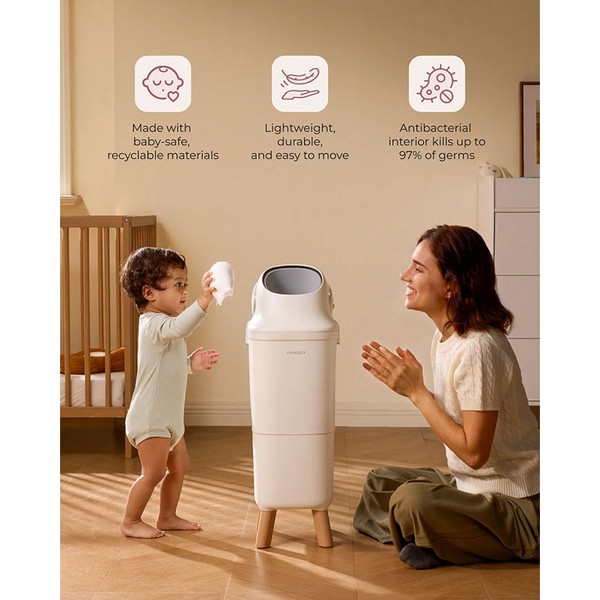 Продукт Momcozy - Хигиенен кош за памперси с тройна система против миризми, 22 L - 0 - BG Hlapeta