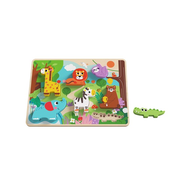Продукт Tooky toy - Дървен пъзел 3D диви животни, 8 части - 0 - BG Hlapeta