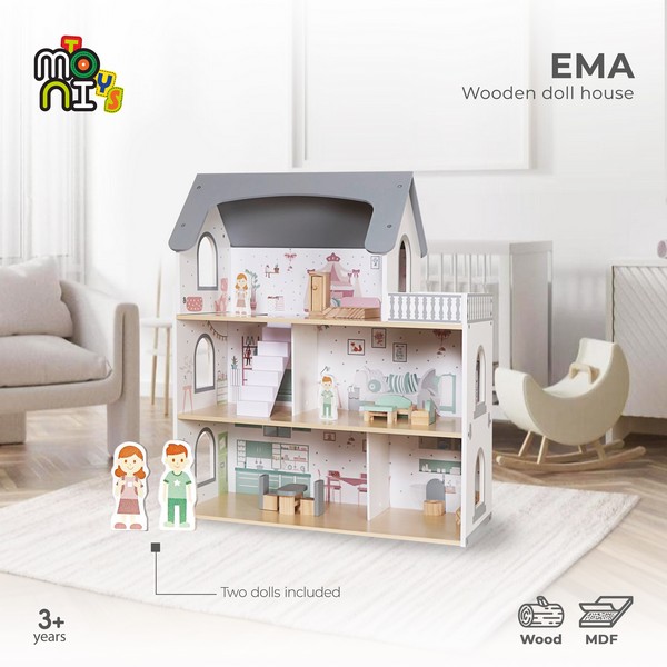 Продукт Moni toys - Дървена къща за кукли Ema - 0 - BG Hlapeta