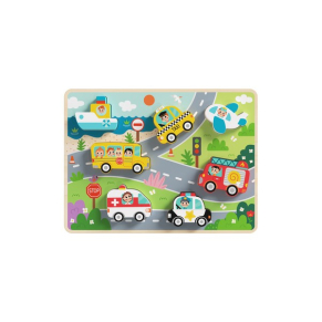 Tooky toy - Дървен пъзел 3D транспортни средства