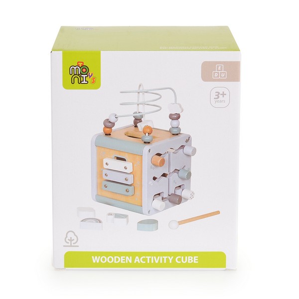 Продукт Moni toys - Дървен активен куб - 0 - BG Hlapeta
