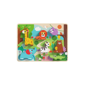Tooky toy - Дървен пъзел 3D диви животни, 8 части