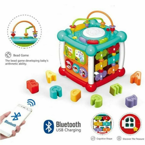 TEANTOYS - Интерактивен образователен куб Kids Melody с Bluetooth, музика, светлини и сортер