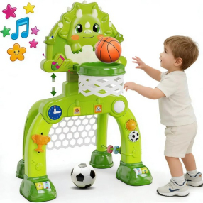 TEANTOYS - Интерактивен спортен център 2 в 1 – Баскетболен кош, футболна врата