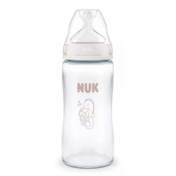 NUK First Choice Temperature Control - Стъклено шише  240мл. със силиконов биберон за хранене 3+мес. р-р М,