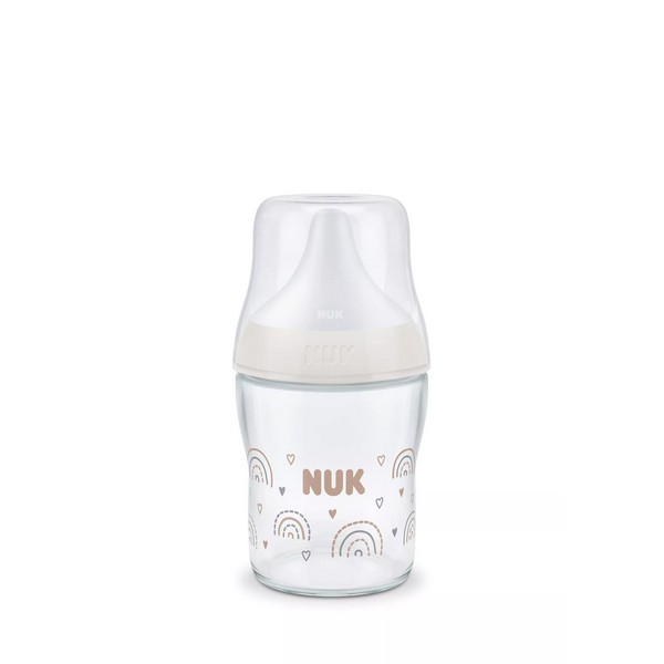 Продукт NUK Perfect Match - Стъклено шише 120мл. със силиконов биберон за хранене S, 0+мес. - 0 - BG Hlapeta