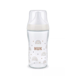 NUK Perfect Match - Стъклено шише 230мл. със силиконов биберон за хранене M, 3+мес.