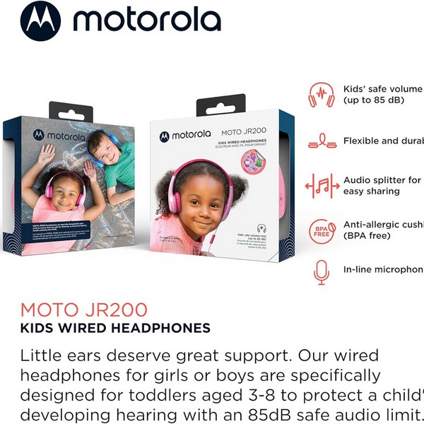 Продукт Motorola MOTO JR200 - Детски слушалки с кабел - 0 - BG Hlapeta