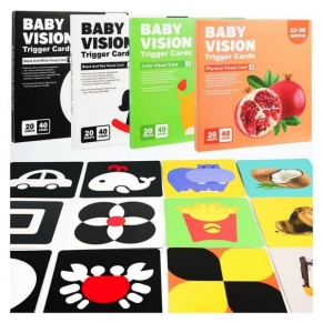 RTOYS - Комплект бебешки карти за визуална стимулация, 0-3 г.