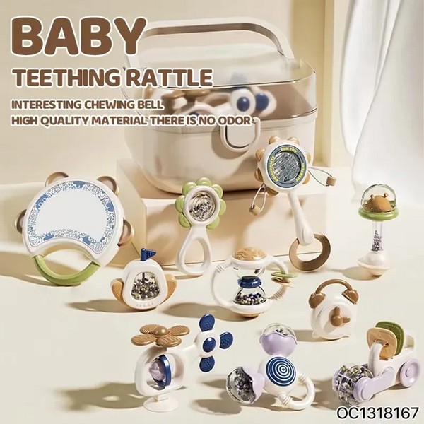 Продукт TEANTOYS - Комплект бебешки дрънкалки и гризалки в кутия - 10 части - 0 - BG Hlapeta