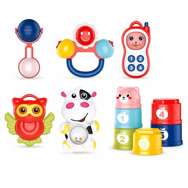 TEANTOYS - Комплект бебешки дрънкалки и занимателни играчки - 7 части
