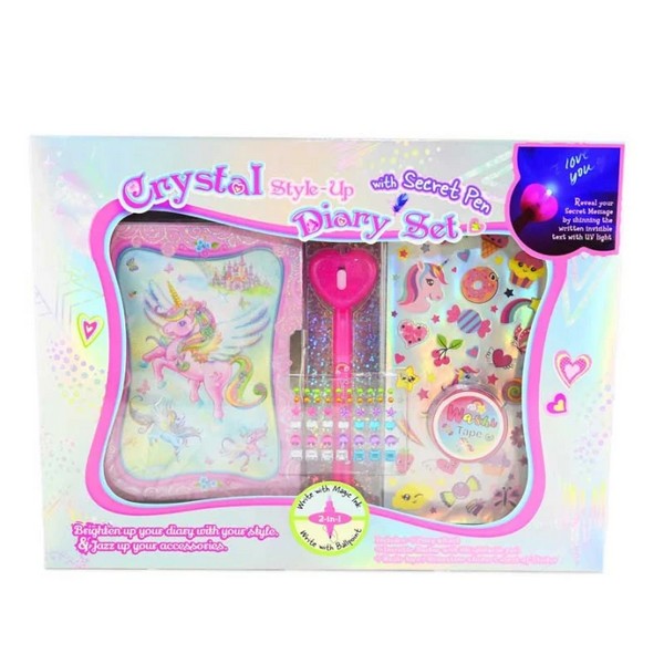 Robe Toy - Комплект дневник с ключове, UV химикалка с тайно мастило, стикери, камъчета и почистваща лента