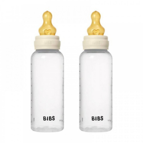BIBS Ivory - Комплект с 2 бр. Бебешки Бутилки 270мл Среден Поток Каучук