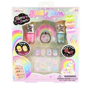 Robe Toy - Комплект с два светещи лака, цветни лепящи нокти и телефонен държач с няколко функции