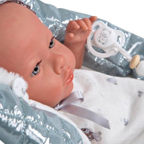 Продукт Arias Бория - Кукла-бебе с блестящо сиво одеялце и биберон, 38 см. - 0 - BG Hlapeta