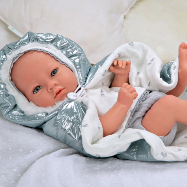 Продукт Arias Бория - Кукла-бебе с блестящо сиво одеялце и биберон, 38 см. - 0 - BG Hlapeta