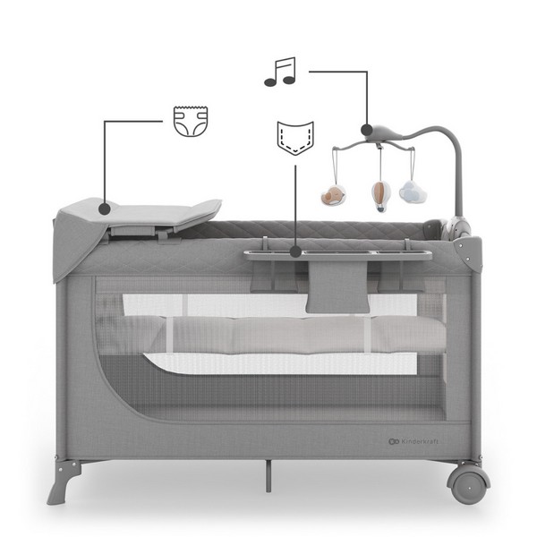 Продукт Kinderkraft LEODY UP - Сгъваема бебешка кошара с аксесоари - 0 - BG Hlapeta