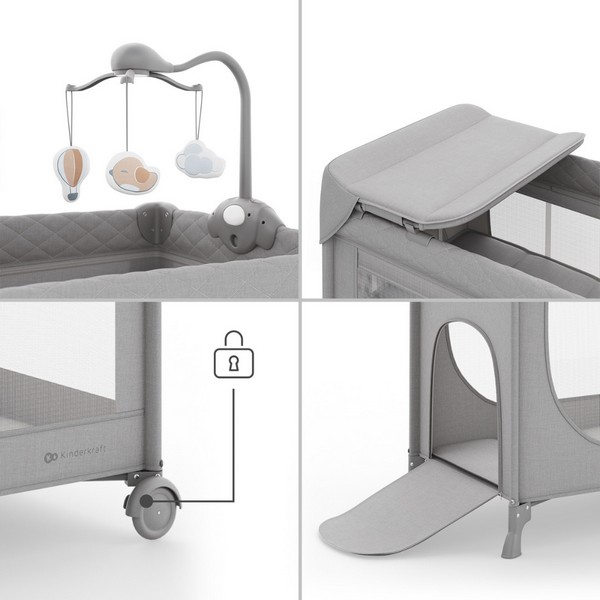 Продукт Kinderkraft LEODY UP - Сгъваема бебешка кошара с аксесоари - 0 - BG Hlapeta