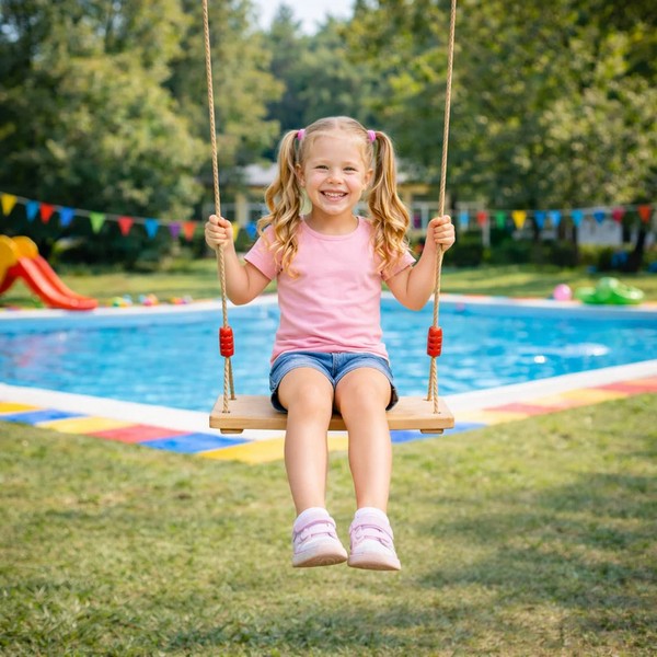 Продукт GINGER HOME - Детска Дървена Люлка за Двор с Въжета - 0 - BG Hlapeta