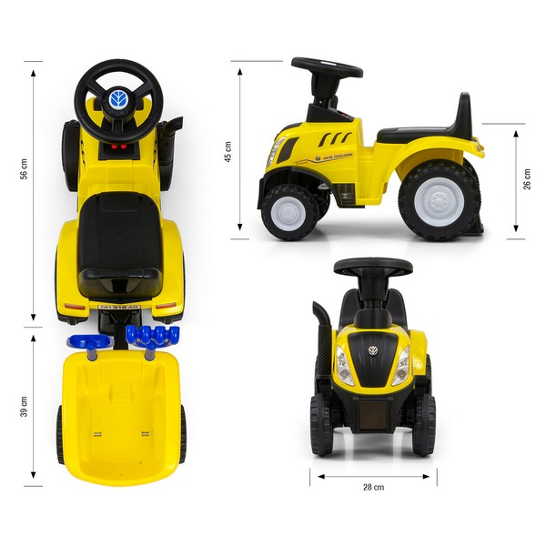 Продукт Milly Mally New Holland T7 с ремарке - Детски трактор за бутане - 0 - BG Hlapeta