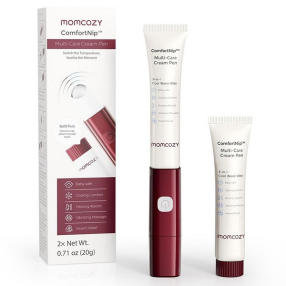 Momcozy ComfortNip - 3 в 1 Уред за грижа за зърната с крем и пълнител - Охлаждане, Затопляне и Вибрация Momcozy ComfortNip - 3 в 1 Уред за грижа за зърната с крем и пълнител - Охлаждане, Затопляне и Вибрация