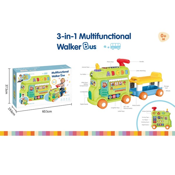 Продукт TEANTOYS - Мултифункционален автобус-проходилка 3 в 1 - 0 - BG Hlapeta