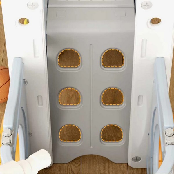 Продукт GUGA - Мултифункционален детски център Кораб с пързалка, тунел и баскетболен кош - син - 0 - BG Hlapeta